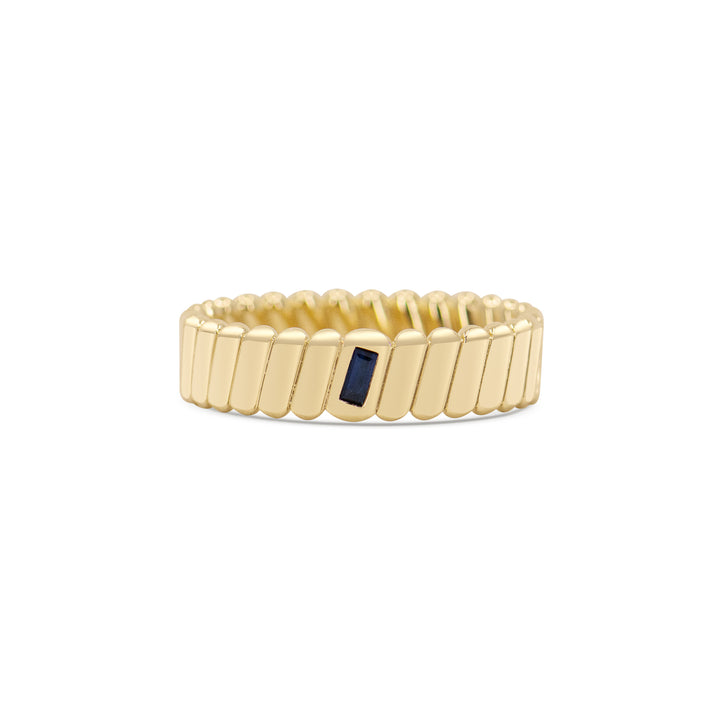 Diagonal Groove Ring with Set Stone