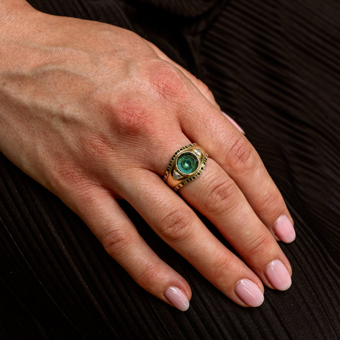 Golden Futures Signet Ring - Evil Eye