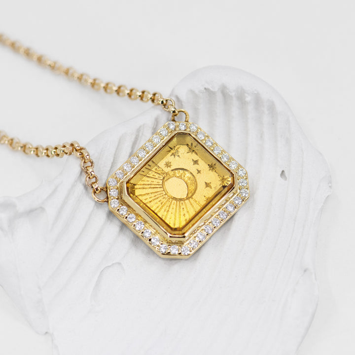 Golden Futures Large Pendant - Sun & Moon