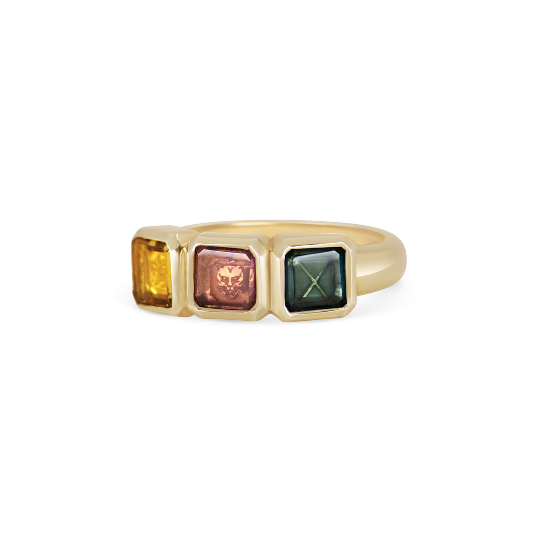 Golden Futures Three Stone Ring