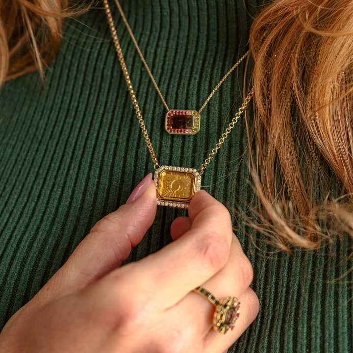Golden Futures Large Pendant - Sun & Moon