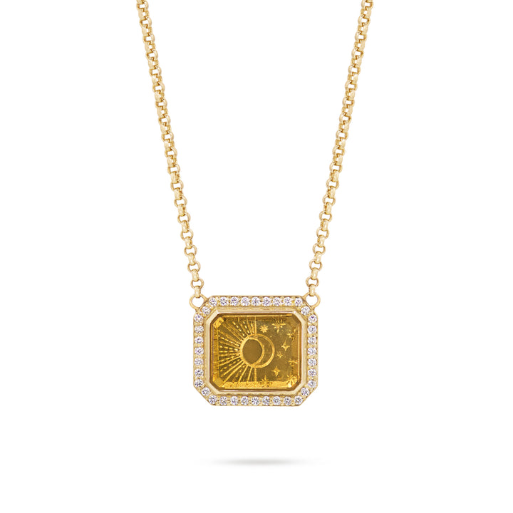 Golden Futures Large Pendant - Sun & Moon