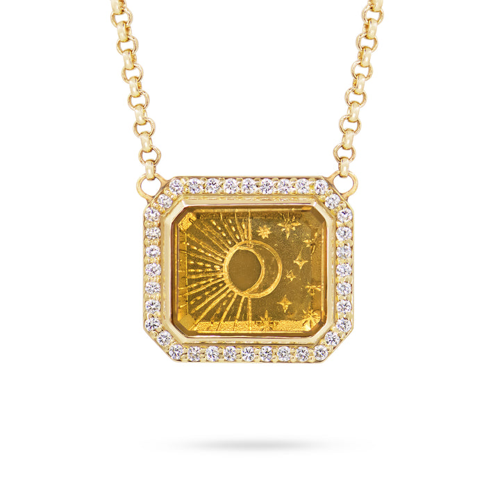 Golden Futures Large Pendant - Sun & Moon