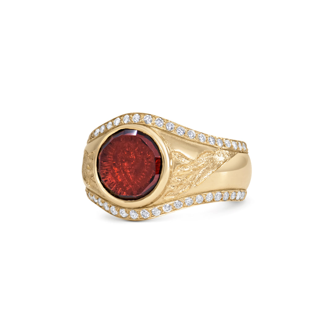 Golden Futures Signet Ring - Heart in Hands