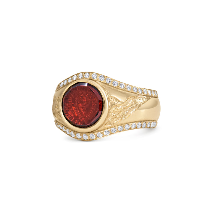 Golden Futures Signet Ring - Heart in Hands