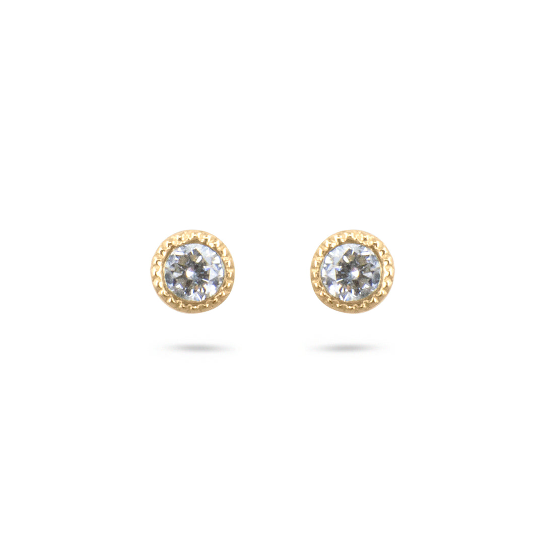 Millgrain Diamond Stud