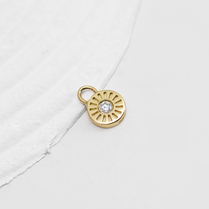 Mini Sunray Diamond Charm on Huggie Hoops - Pair