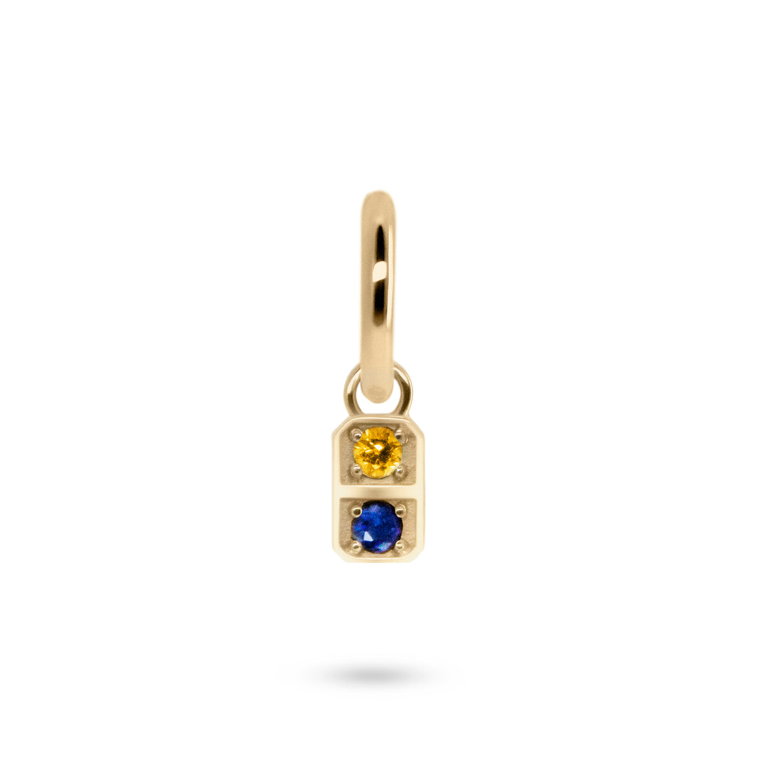Mini Domino Charm on Huggie Hoop - Single