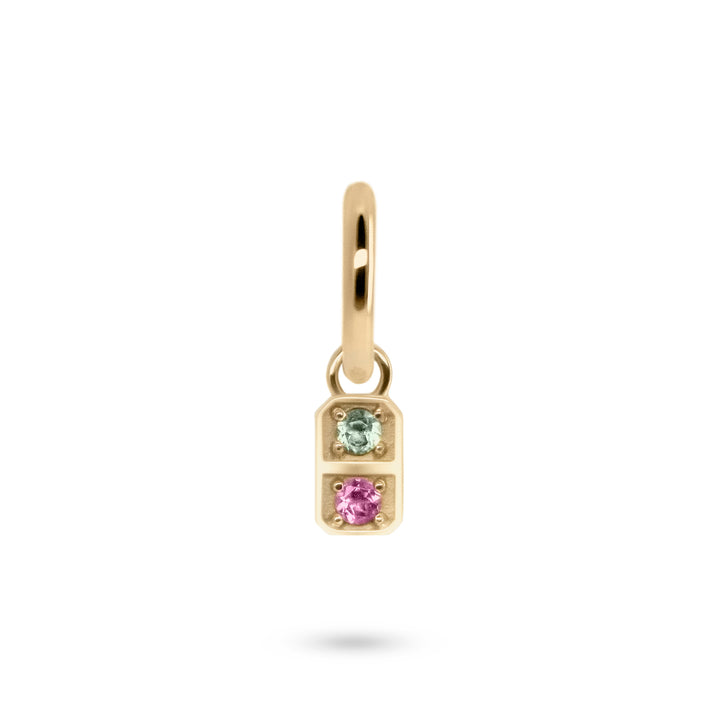 Mini Domino Charm on Huggie Hoop - Single
