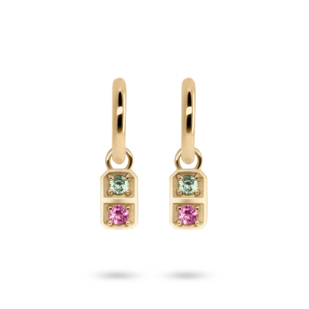 Mini Domino Charm on Huggie Hoops - Pair