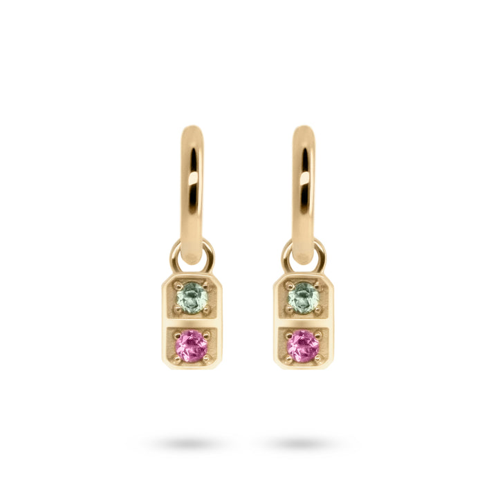 Mini Domino Charm on Huggie Hoops - Pair