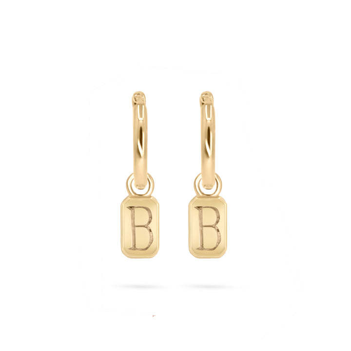 Mini Ingot Charm on Huggie Hoops - Pair
