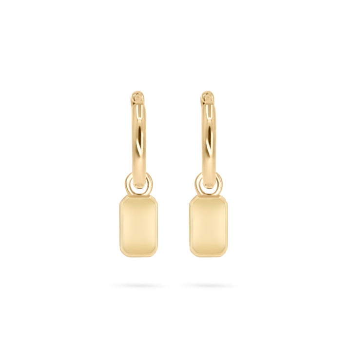 Mini Ingot Charm on Huggie Hoops - Pair