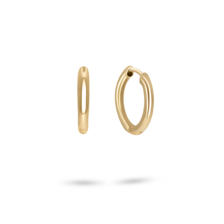 12mm Solid Gold Huggie Hoops - Pair