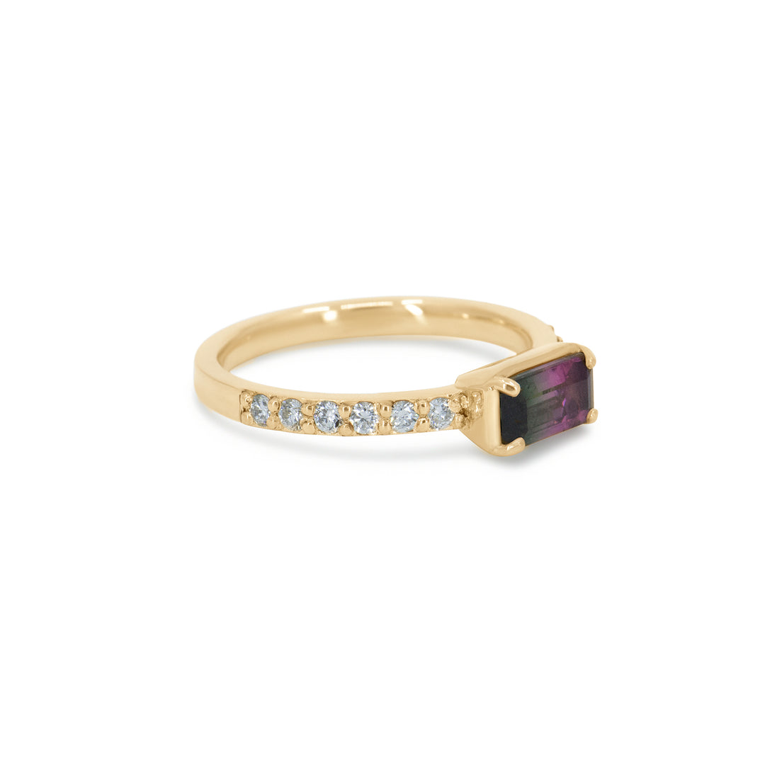 Watermelon Sugar Ring - Single Row Diamond Pave