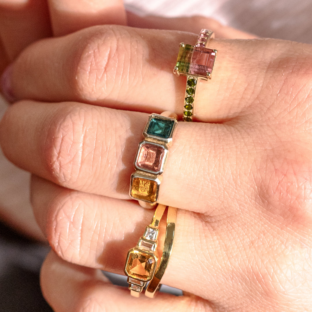 Golden Futures Three Stone Ring