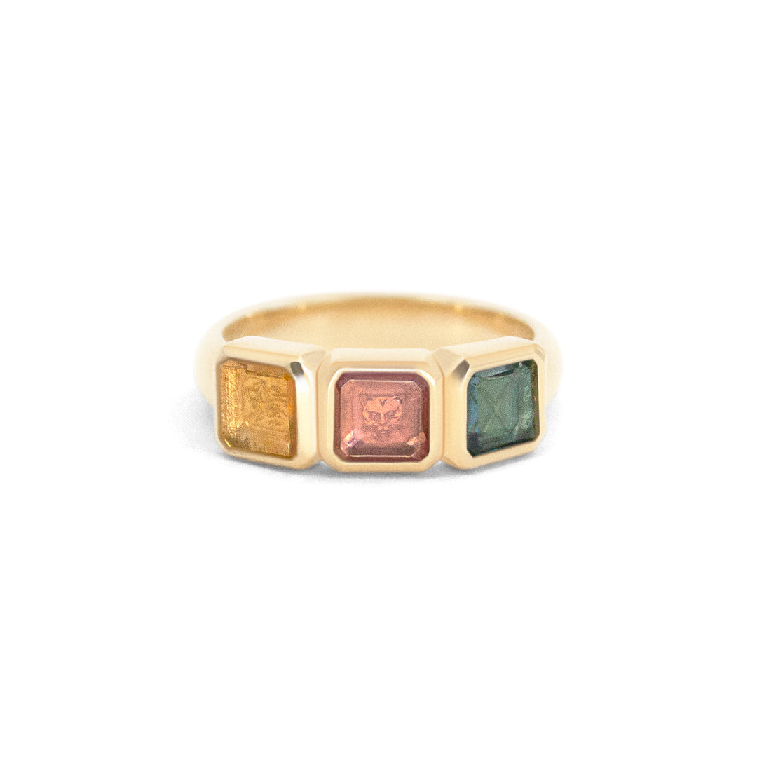 Golden Futures Three Stone Ring