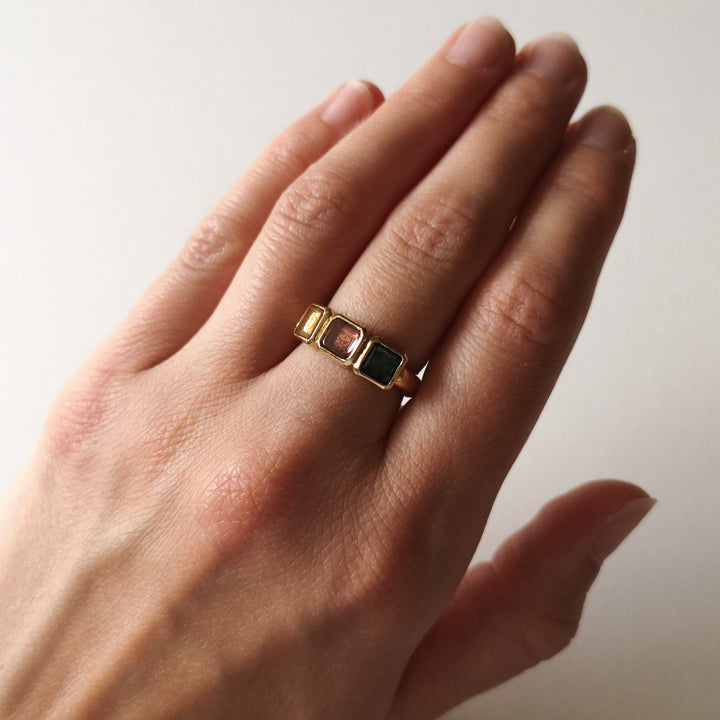 Golden Futures Three Stone Ring