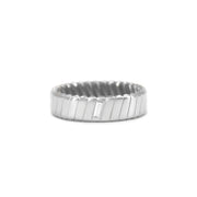Diagonal Groove Ring with Set Stone