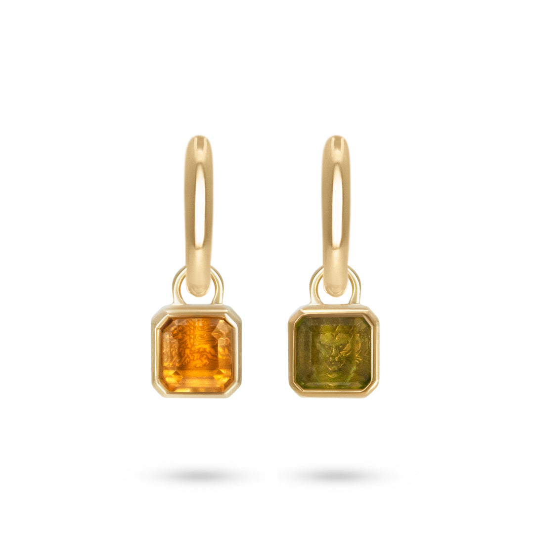 Golden Futures Charm on Huggie Hoops - Pair