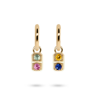 Mini Domino Charms on Huggie Hoops - Pair