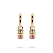 Mini Domino Charms on Huggie Hoops - Pair